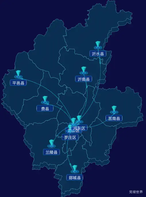 echarts临沂市地区地图geoJson数据-自定义文字样式